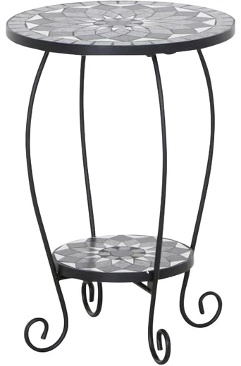 Siena Garden Blumentisch Como, Stahl, Ø 41 cm, Stahlgestell in matt schwarz