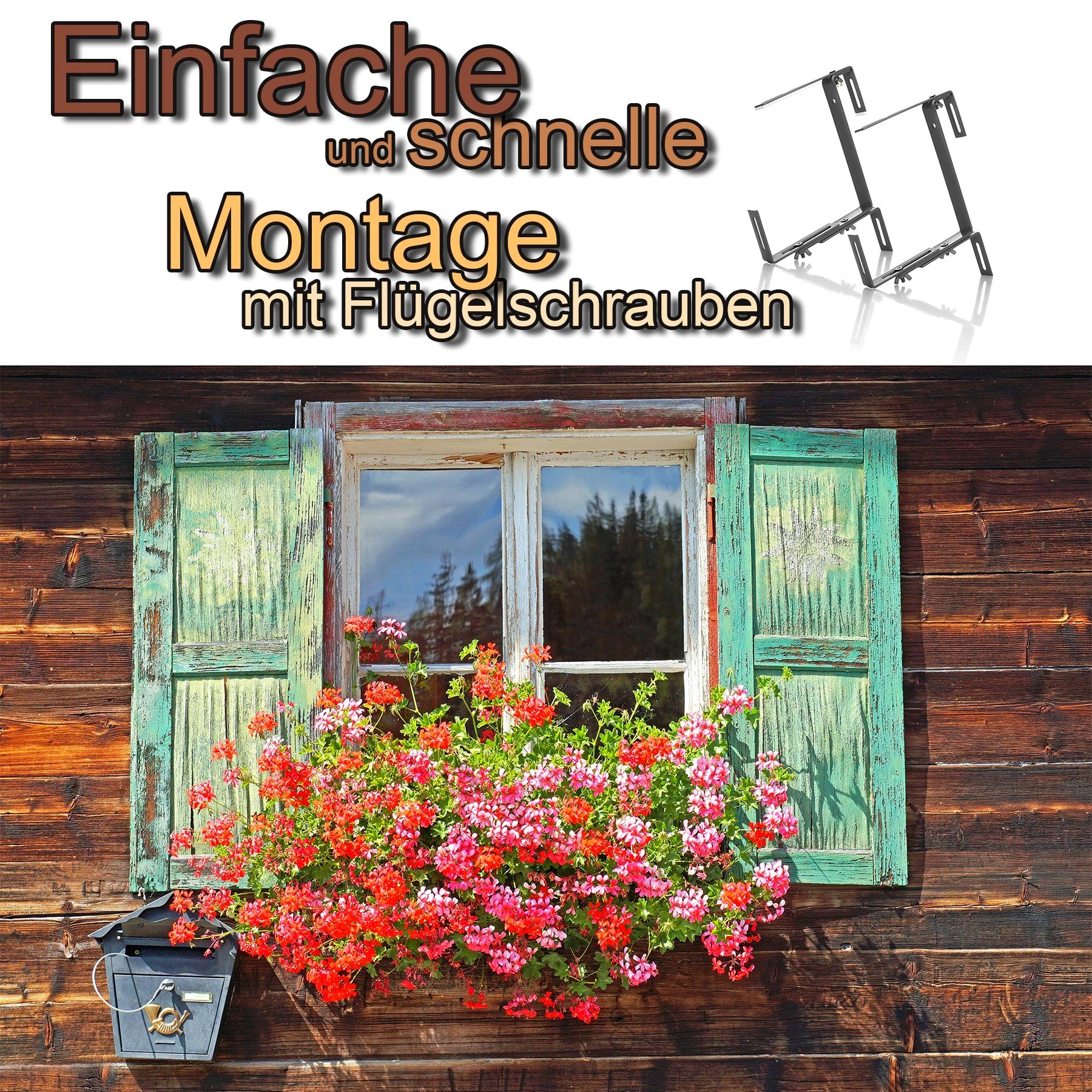 BigDean Blumenkastenhalter Blumenkastenhalterung 6 Stück Anthrazit für Balkon und Geländer