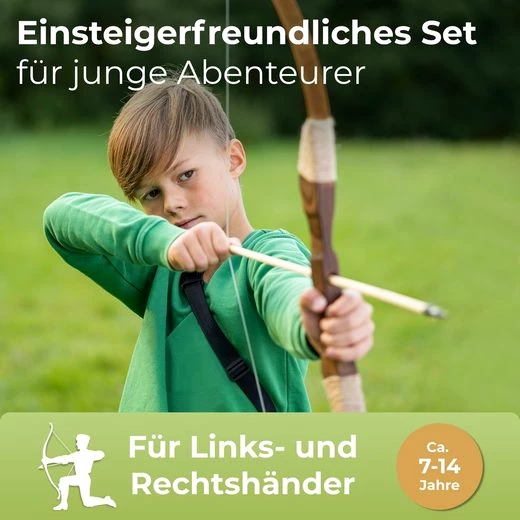 BOWRILLA Kinderbogenset Pfeil und Bogen Kinder Holzbogen Set