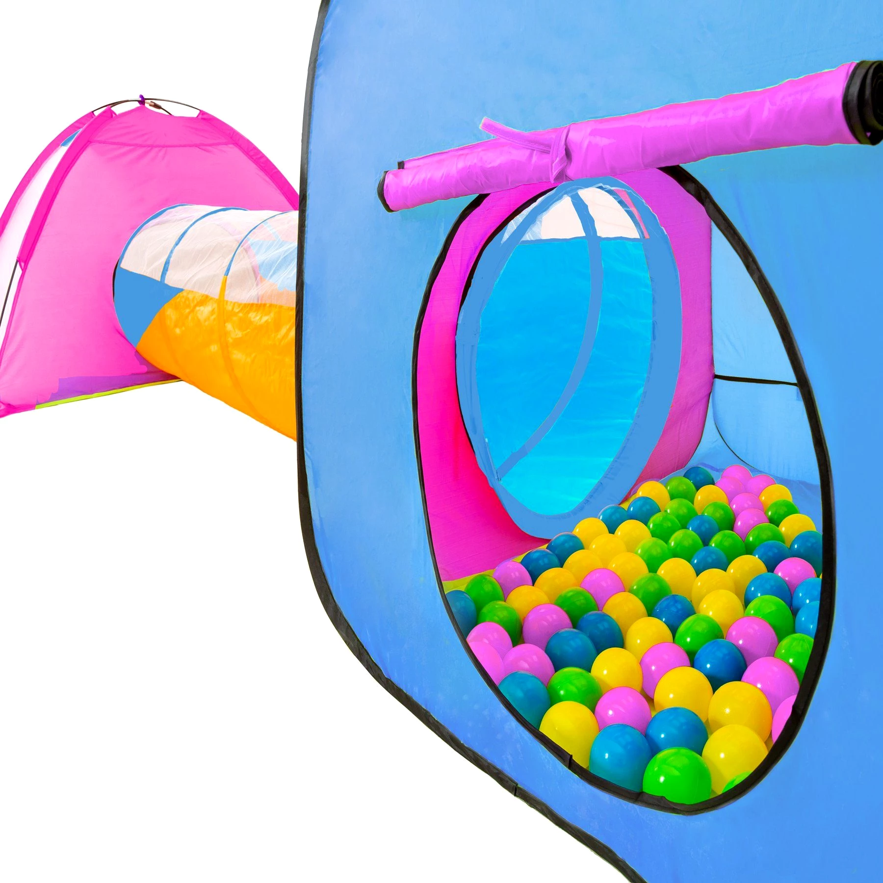 tectake Spielzelt Spielzelt mit Tunnel, 200 Bällen und Tasche