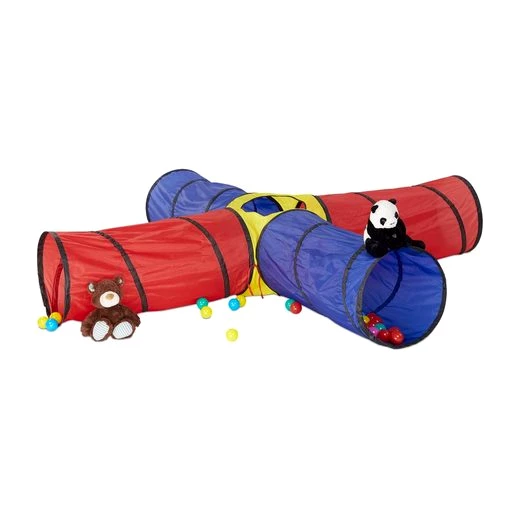 relaxdays Spieltunnel Großer Spieltunnel mit 4 Röhren