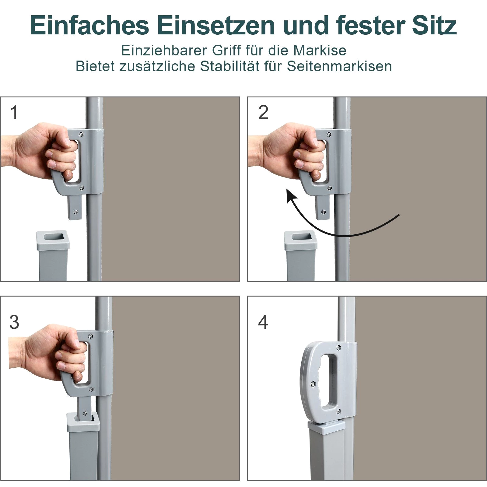 Randaco Seitenmarkise Seitenmarkise Aluminium Seitenarmmarkise ausziehbar mit Ausziehbar