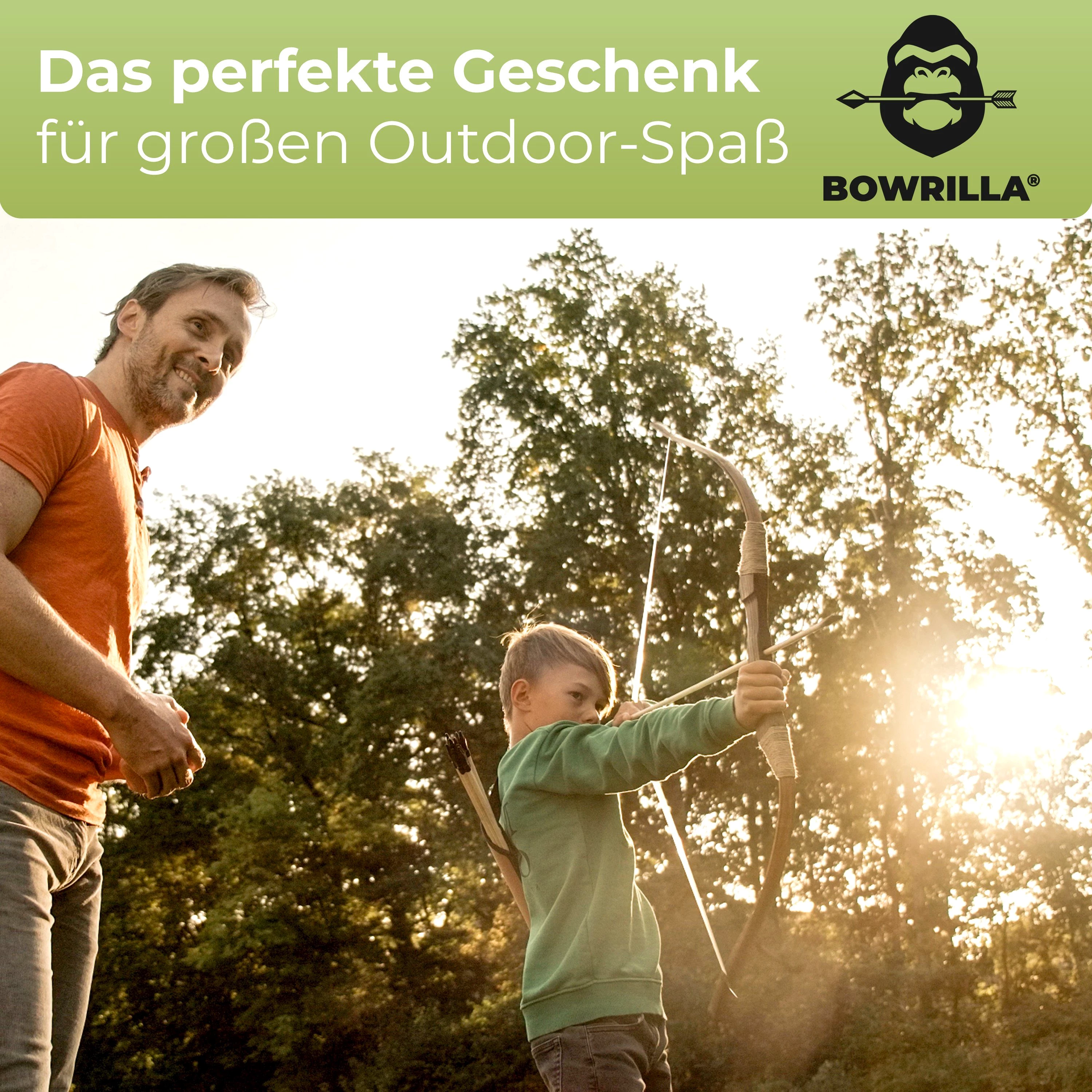 BOWRILLA Kinderbogenset Pfeil und Bogen Kinder Holzbogen Set
