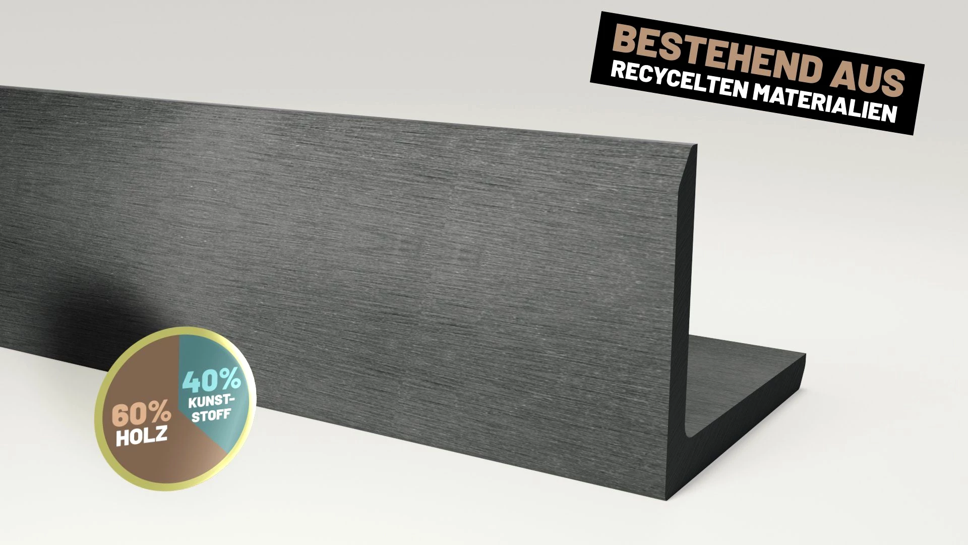 Endorphin Terrassendielen ® WPC Abschlussleisten 10er Set Hellgrau 110cm Winkelprofil 5,5 x 4,5c