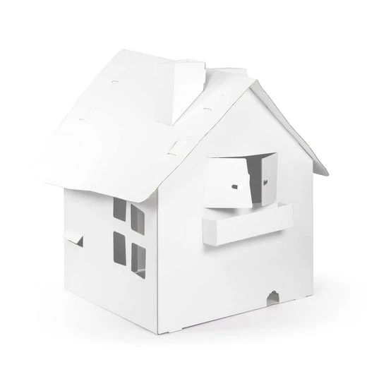 FOLDZILLA Spielhaus Platzsparendes Spielhaus weiß zum Bemalen / Bekleben