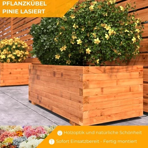 Mega-Holz Pflanzkübel Mega Holz Pflanzkübel Kiefer Farbon Pinie 40 x 40 cm Blumenkasten