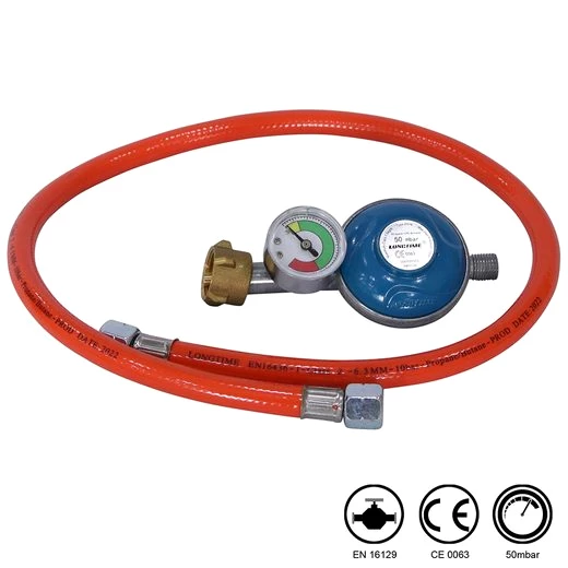 Melko Gasgrill Gas Schlauch Manometer Druckminderer Gasregler Propan Butan Gusseisen, Stück