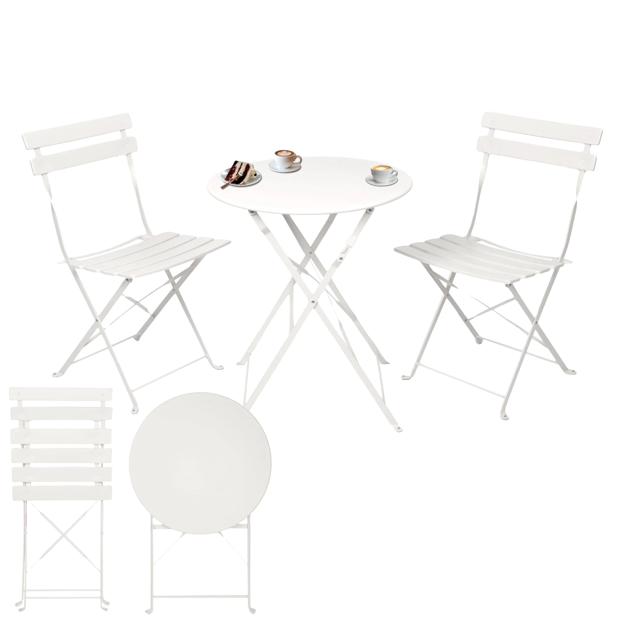 Albatros International Balkonset Albatros Bistroset 3-teilig Schwarz – Bistrotisch mit 2 Stühlen