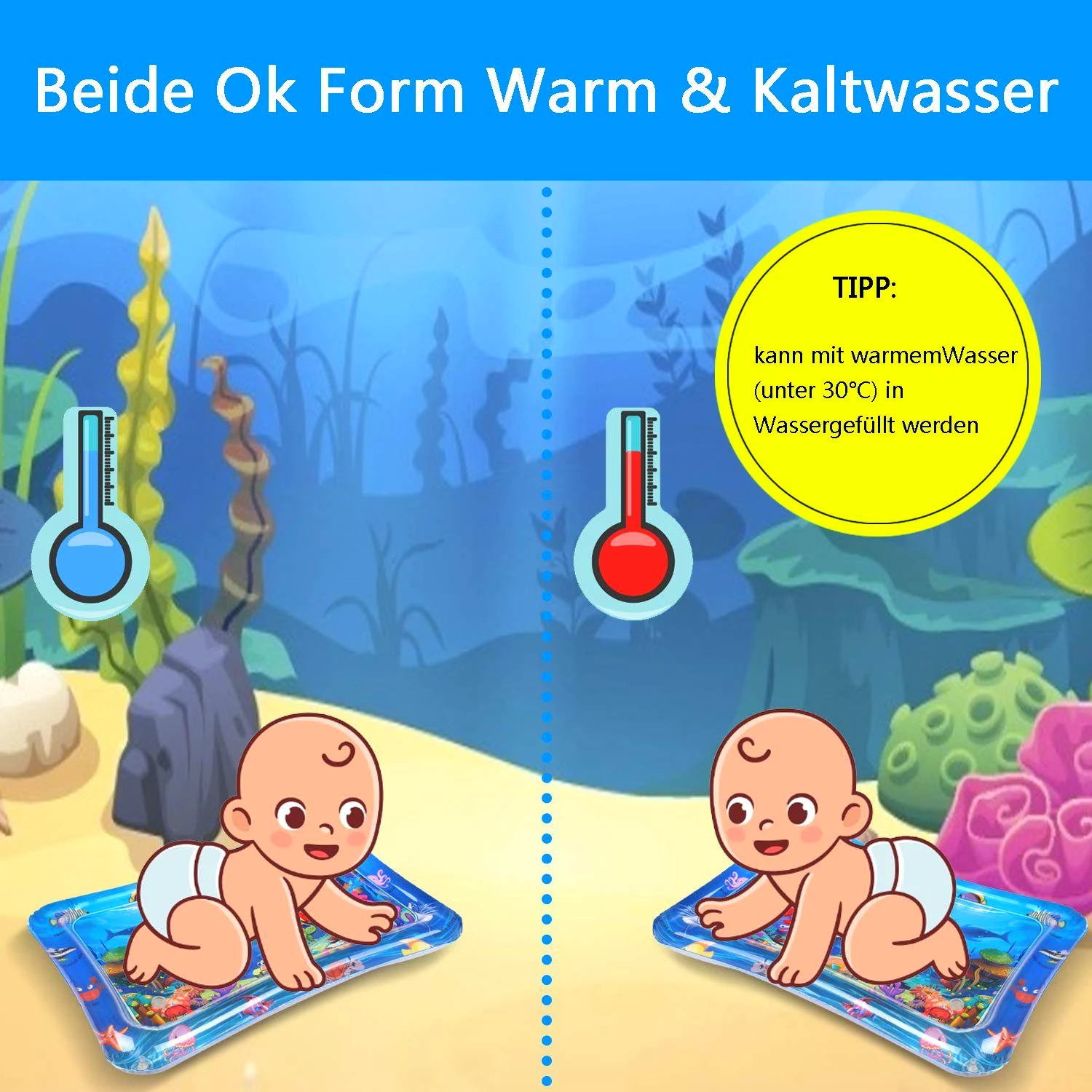 HYTIREBY Planschbecken Wassermatte für babys Aufblasbare Wasserspielmatte Spielzeug BPA Frei