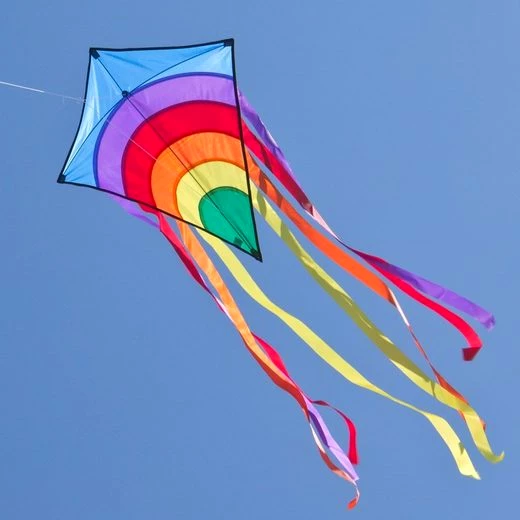 CiM Flug-Drache Rainbow Eddy BLUE, 65x72cm mit acht Streifenschwänzen inkl. Drachenschnur