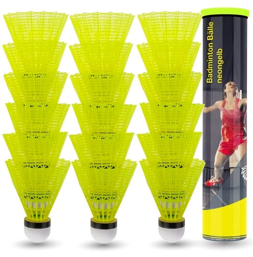 Sportyfits® Federball 18x Federbälle gelb Badmintonbälle für Training & Wettkampf Badminton