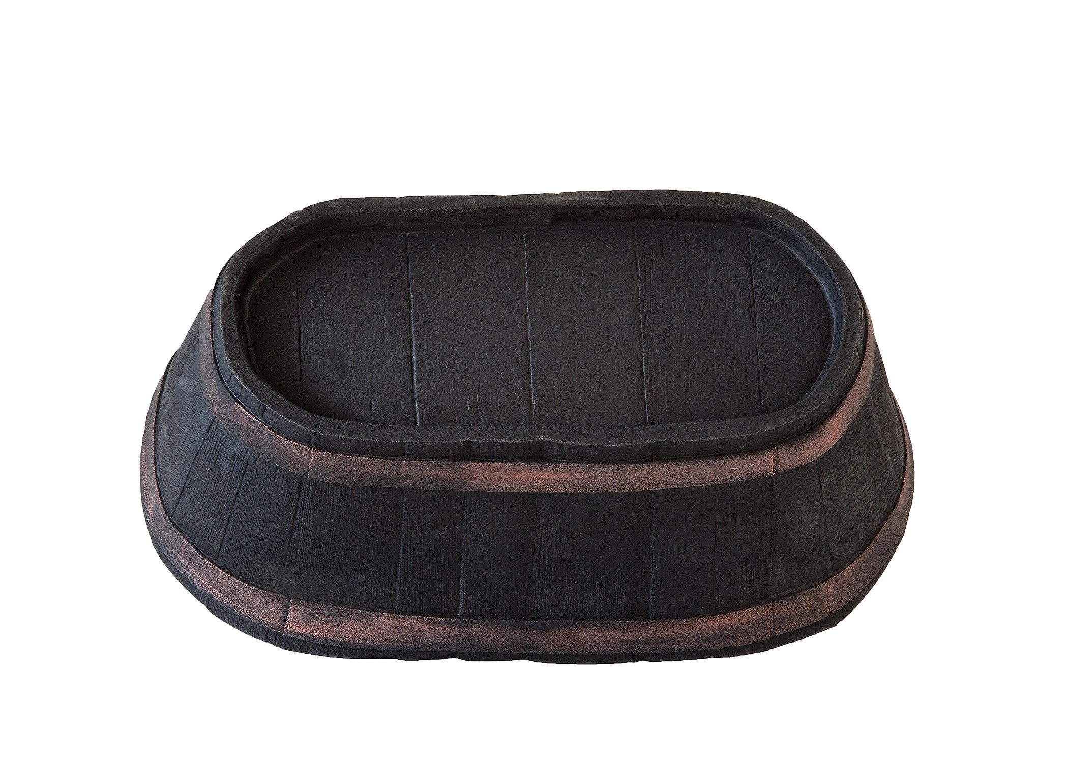 BigDean Pflanzschale Weinfass 61x34x25cm Eichenholz-Optik oval Blumenkasten Gartenteich
