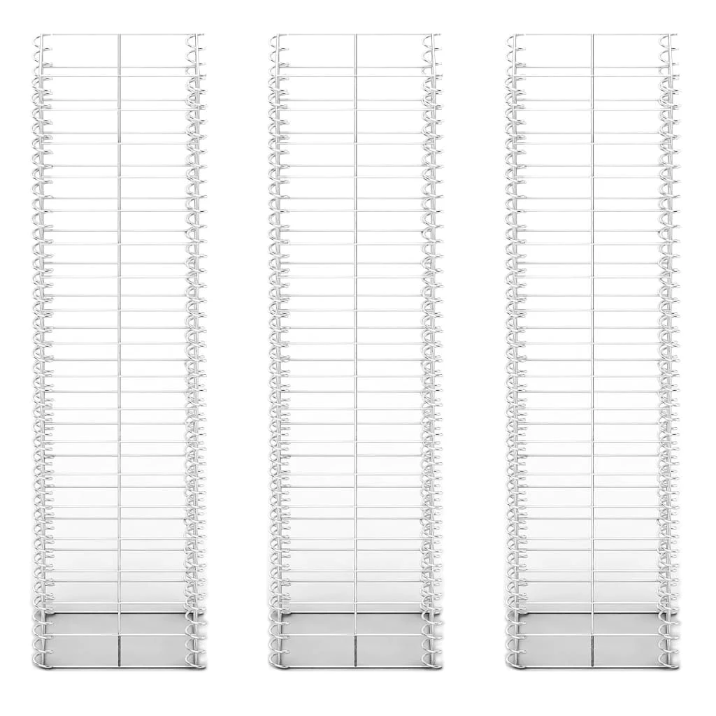 DOTMALL Gabionenzaun Gabionen-Set 3-tlg. Verzinkter Draht 25×25×100 cm