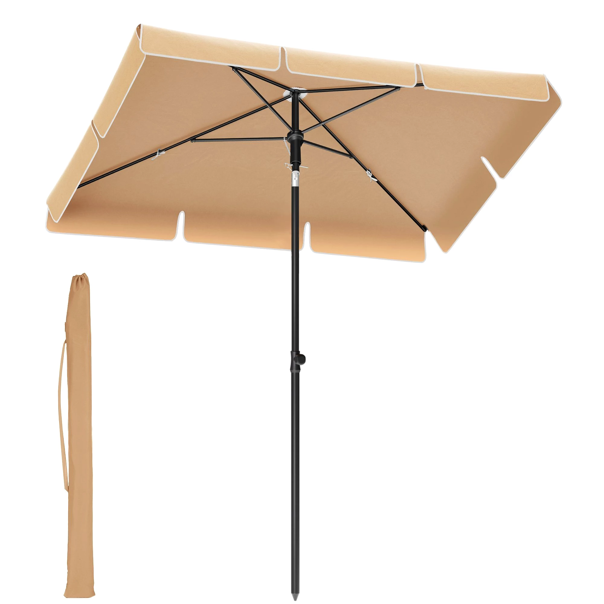 SONGMICS Sonnenschirm, LxB: 180,00x125,00 cm, Balkonschirm, UPF 50+, Aufbewahrungstasche