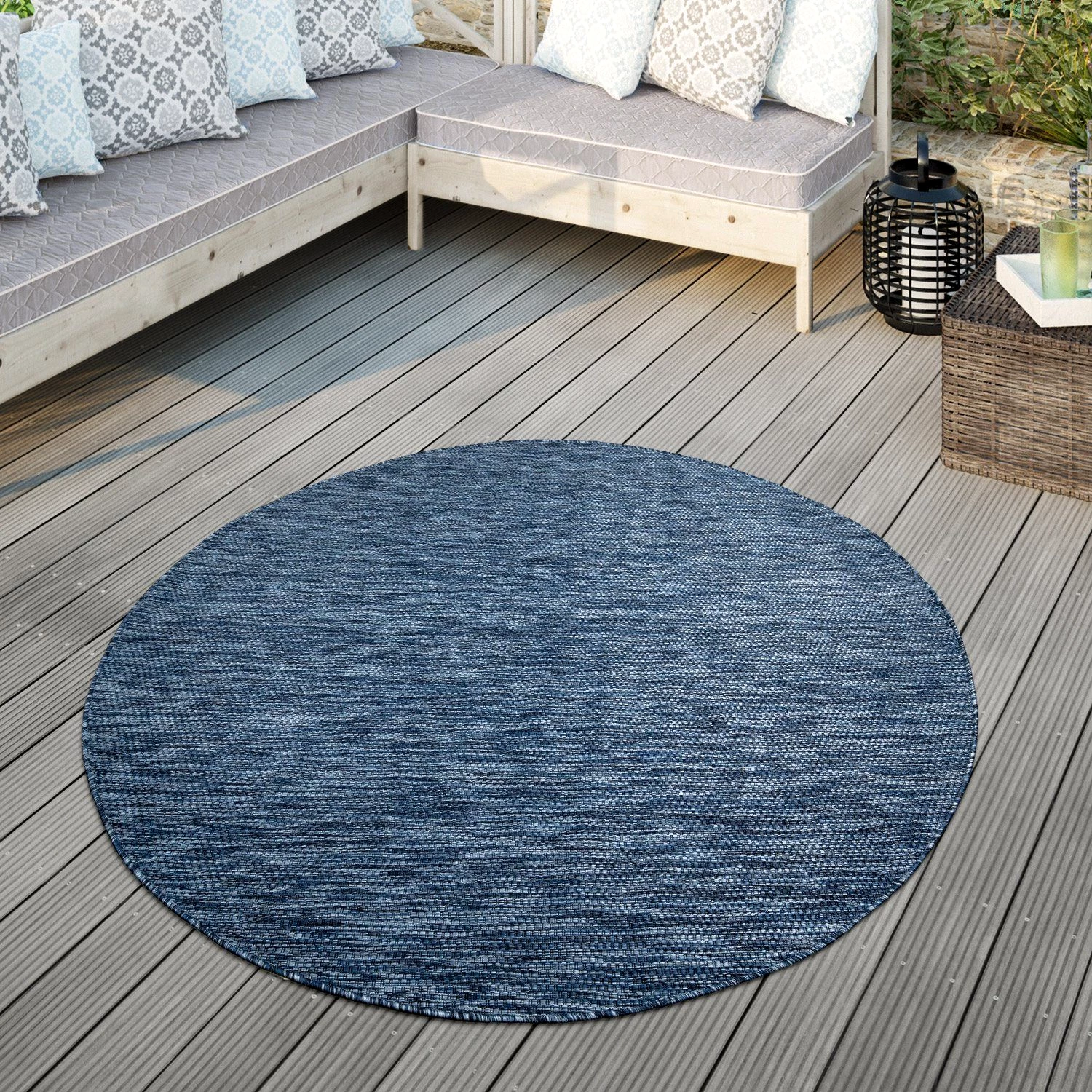 Outdoorteppich Teppich Outdoor Wohnzimmer Esszimmer Balkon Wetterfest, TT Home, rund, Höhe: 4 mm