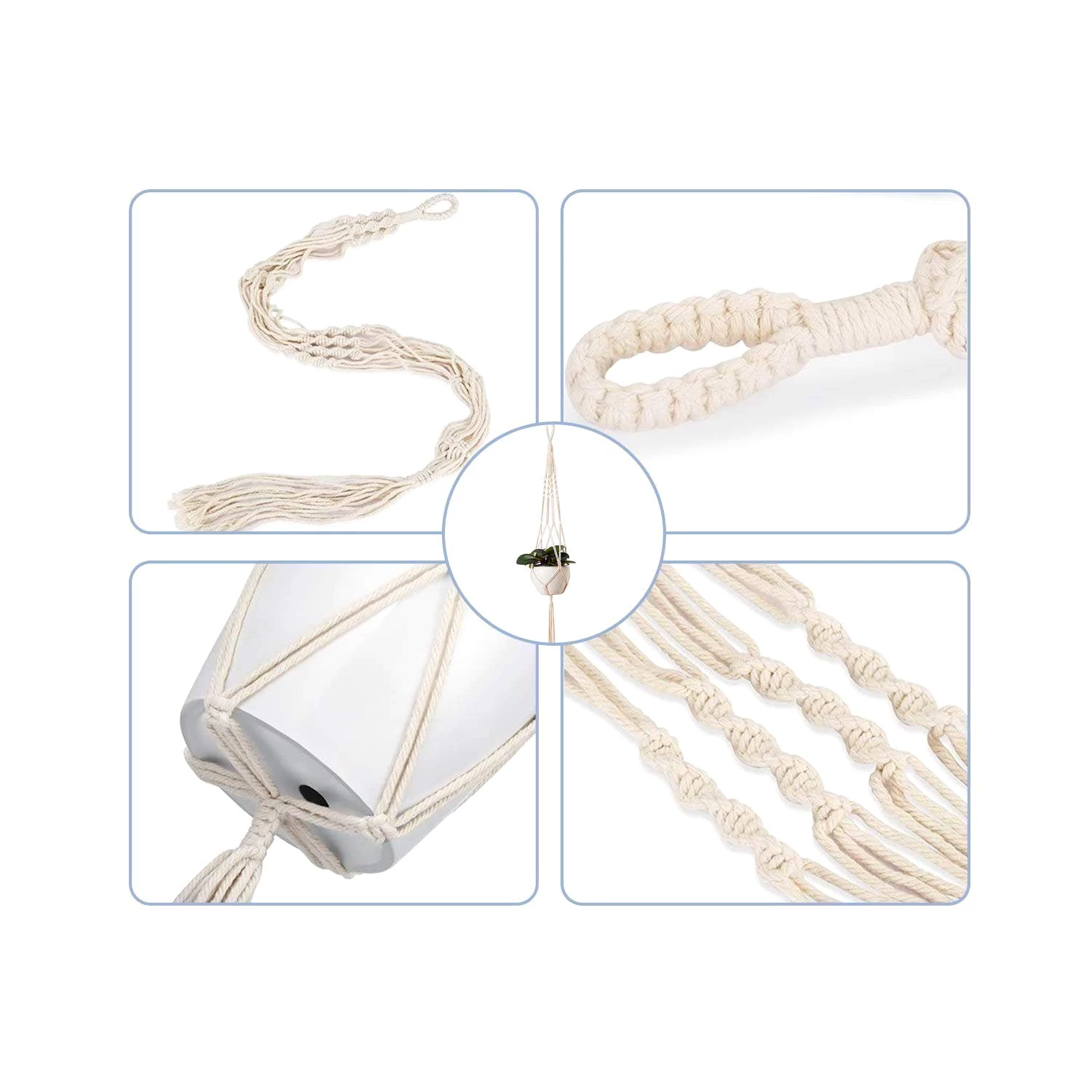 SOTOR Dekohänger 4er Set Makramee Blumenampel, Blumentopf Pflanzen Halter Aufhänger
